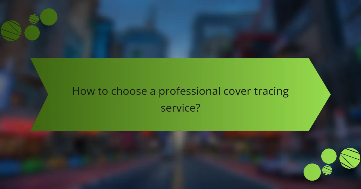 How to choose a professional cover tracing service?