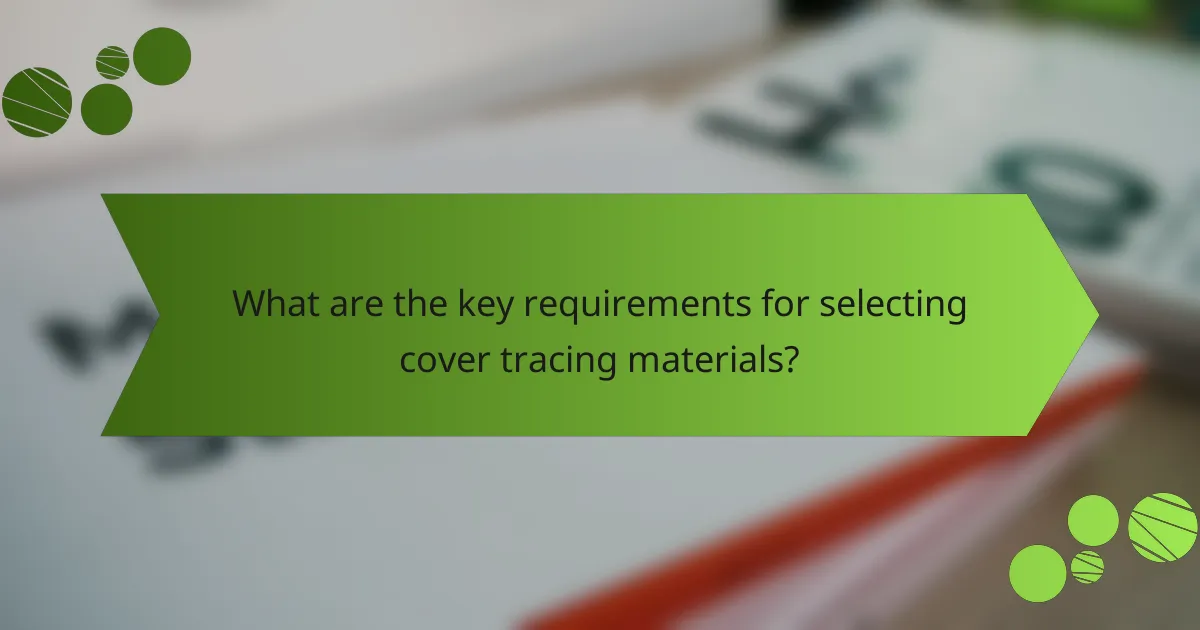 What are the key requirements for selecting cover tracing materials?